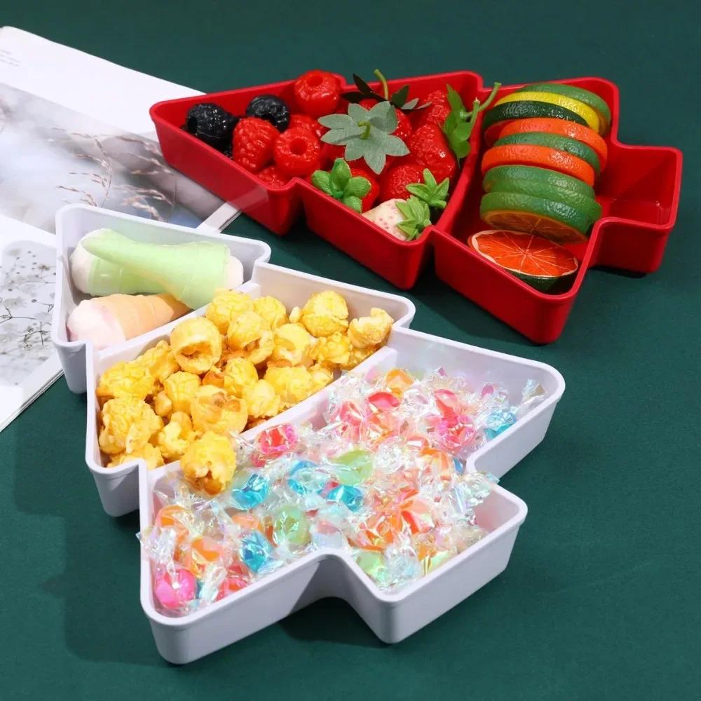 Christmas Tree Shape Living Room Candy Seeds Fruits Plastic Plate Dishes Bowl Breakfast Plates Tray Tableware Storage