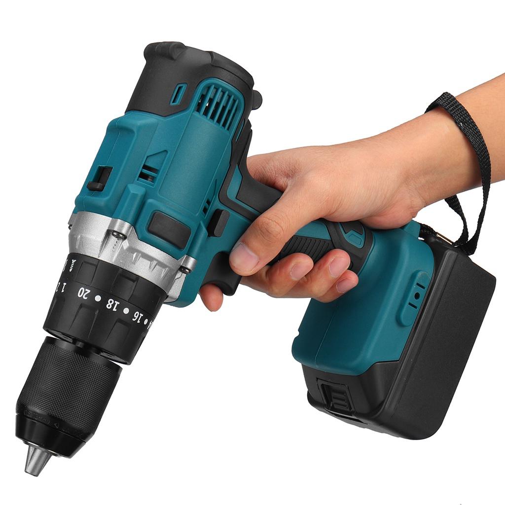 4000 Rpm Blue Brushless Electric Hammer Drill Electric Screwdriver 13mm 520N.m 20+3 Torque Cordless Impact Drill for -18V Battery 3-in-1