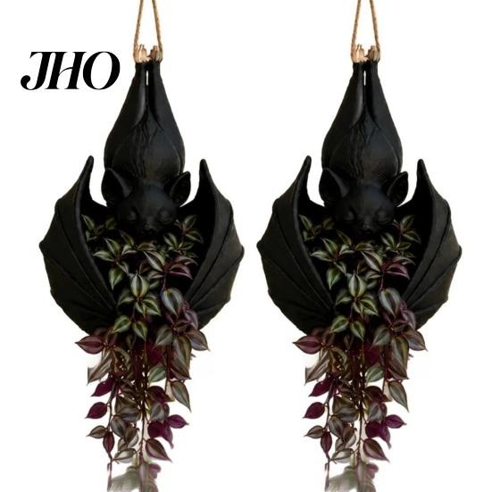 Gothic Flower Pot Bat Shaped Hanging Planter, Plant for Indoor Outdoor Garden Distinctive Landscaping Holder Wall Decor, Unique Wing Flowerpot