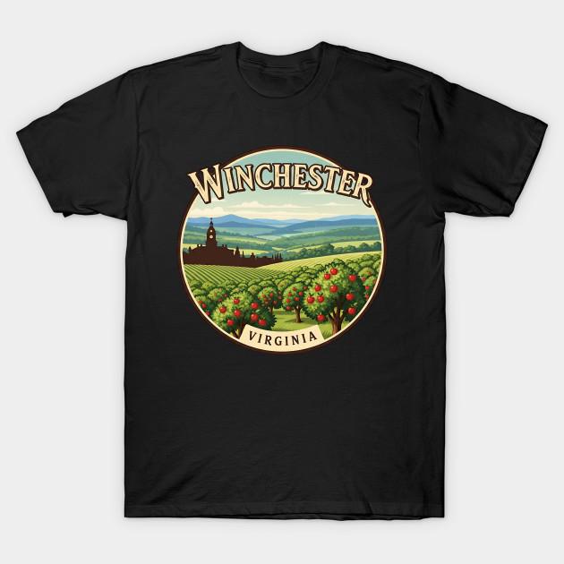 Herren Schwarzes Print-T-Shirt Winchester Virginia Natur Reisen Vintage Abzeichen Kein-Schnitt-Transferpapier Druck Baumwoll-T-Shirt