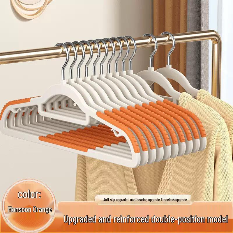 Double-Slot Non-Slip No-Mark Plastic Hanger - Thickened Design for No Shoulder Bumps, Ideal for Hanging and Drying Clothes