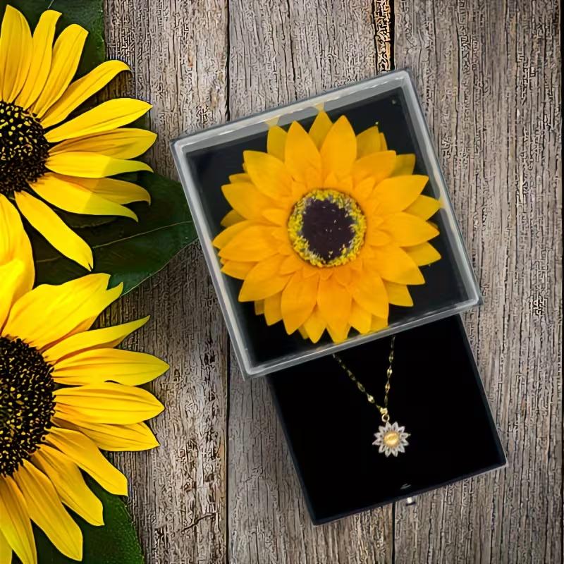 Timeless Affection Sunflower Necklace Gift Box Set - Perfect for Anniversaries, Mother's Day & More - Ideal Gift for Girlfriend