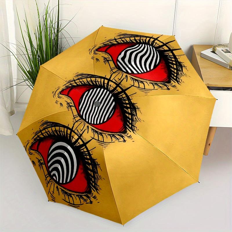 1pc Abstract_Eye_Design Automatic Folding Umbrella, Portable & Foldable Design with 8 Ribs, Casual Outdoor Accessory Yy250805131
