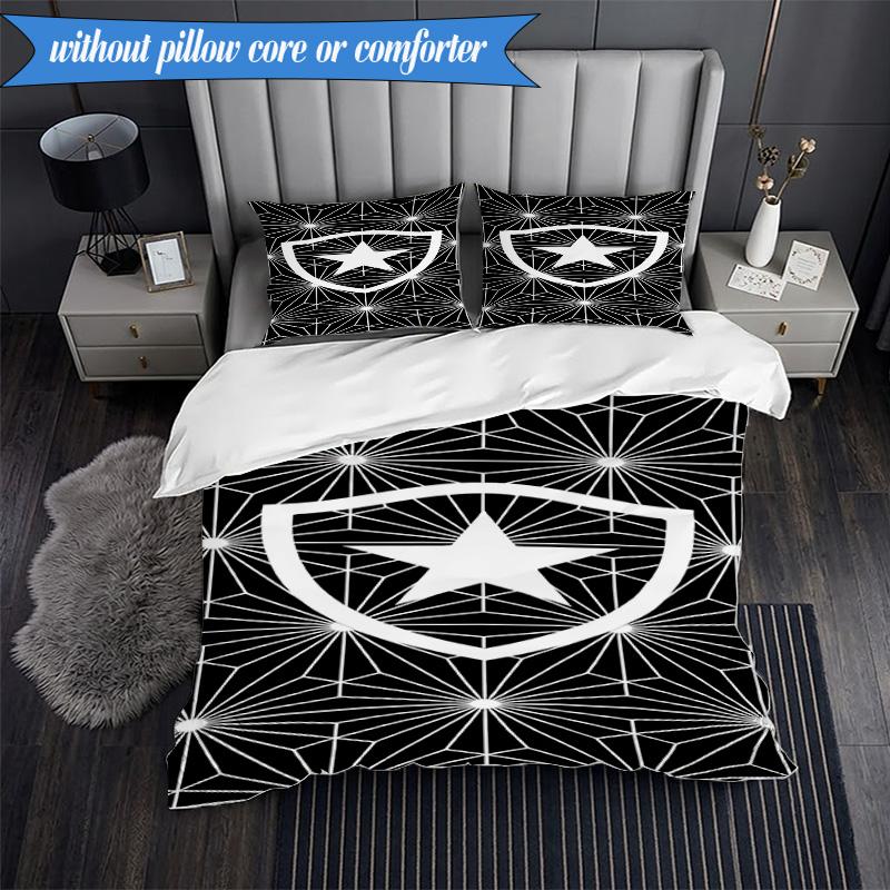 3PCS Botafogo De Futebol E Regatas Printed Soft Bedding Set,Including 1pc Duvet Cover And 2pcs Pillowcases Perfect for Bedroom, Dormitory, Fan Gift