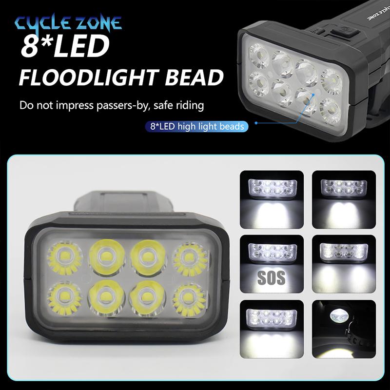 8 LED Bike Light with Battery Indicator Rechargeable Bicycle Front Light MTB Bicycle Flashlight Cycling Bike for Night Riding