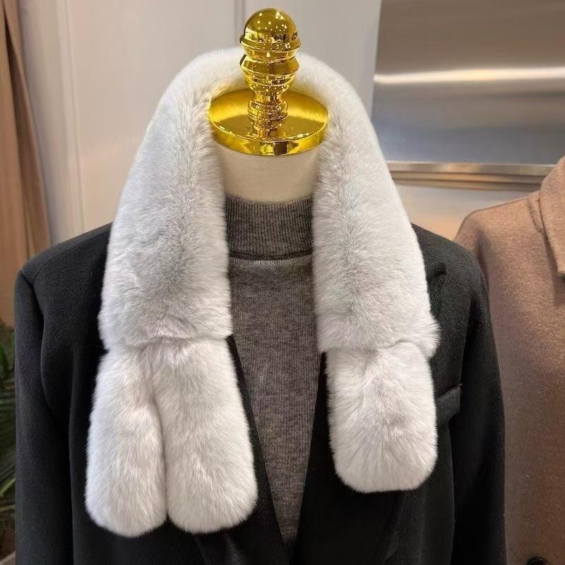 Luxury Winter Warm Faux Fur Scarf Fluffy Rabbit Fur Cross Collar Scarves Warm Shawl Korea Neck Warmer Neckerchief