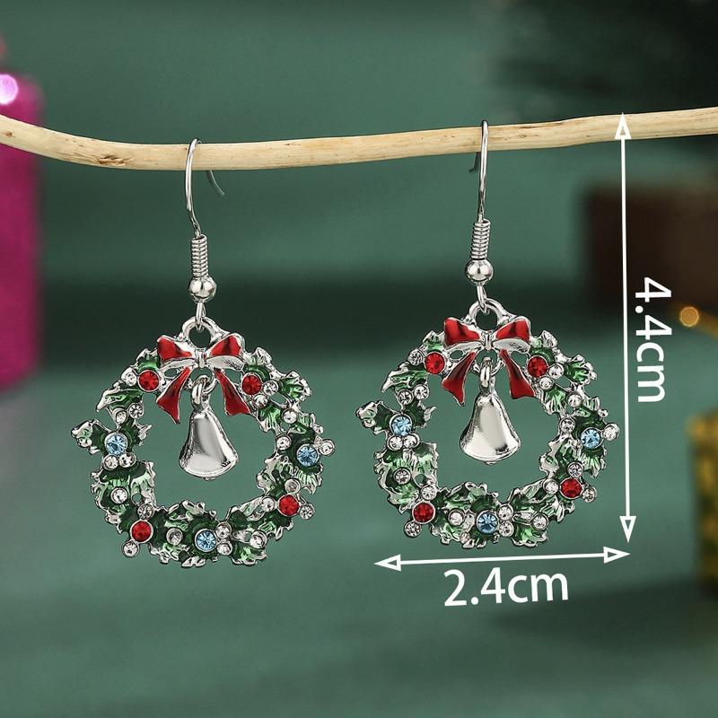 Personalized Jewelry Christmas Alloy Stud Earrings Christmas Hat Elk Point Diamond Christmas Tree Gingerbread Man Earrings