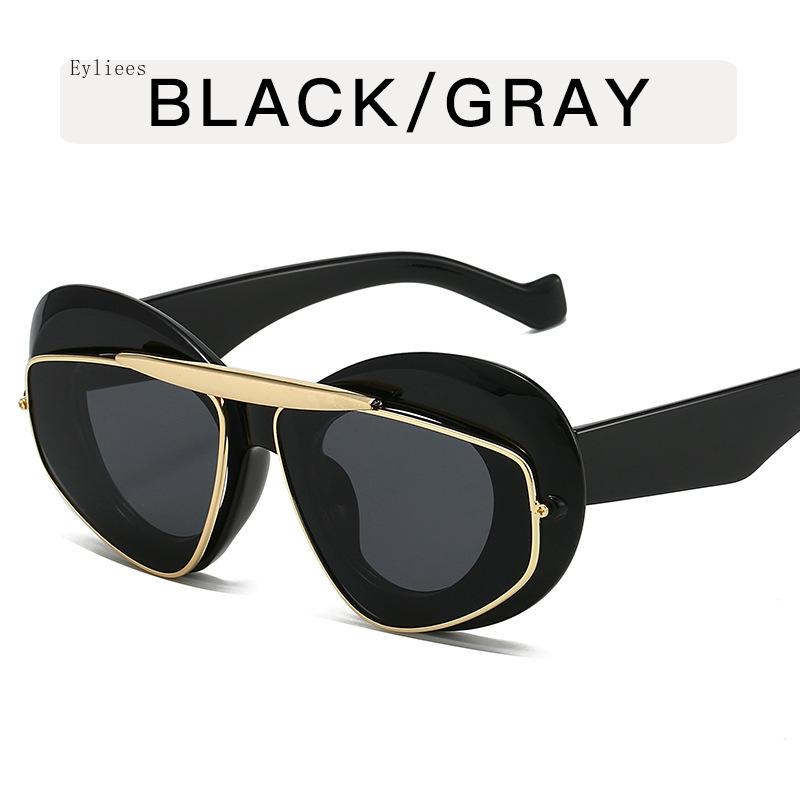 Double Frame Cat Eye Sunglasses Women  Luxury  Designer Fashion Oval Sun Glasses For Femal New Geometric Shades Eyewear