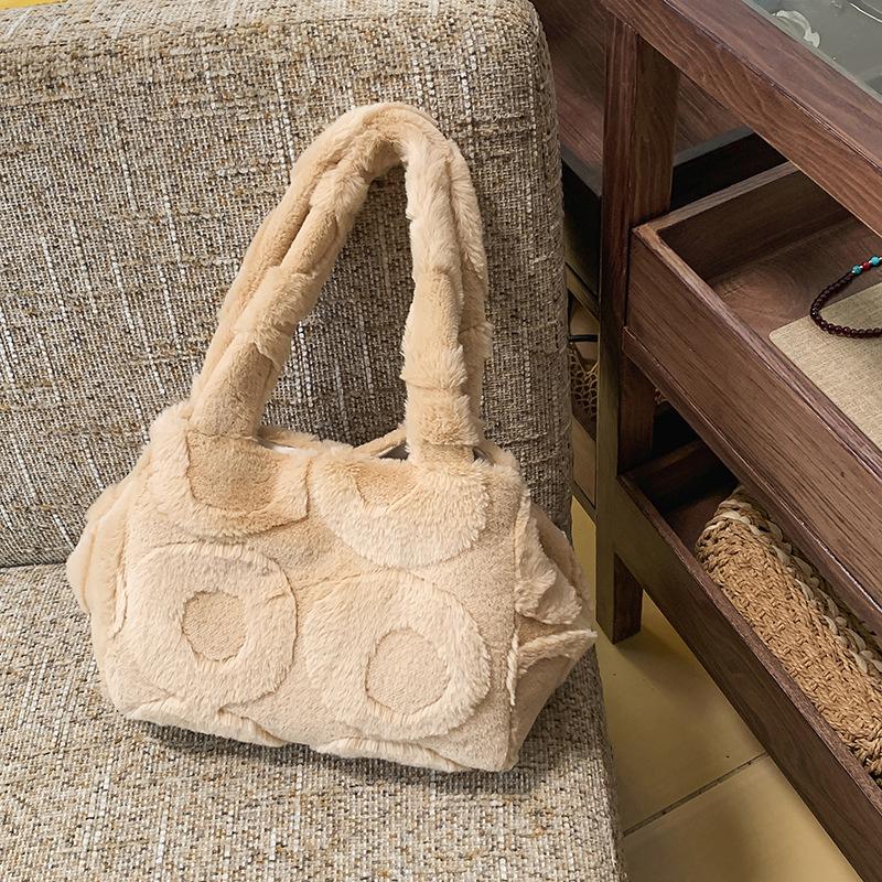 Premium Hair Bag Women's Autumn and Winter New Casual Plush Shoulder Bag Commuter Tote Bag
