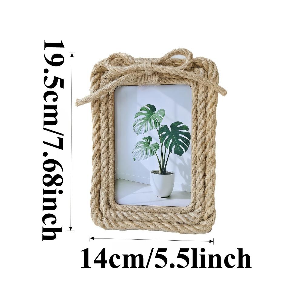 Boho 5x7 Picture Frame Natural Boho Rattan Photo Frame with Paper Rope for Wall & Tabletop Display Gift for Mom Grandma Friends