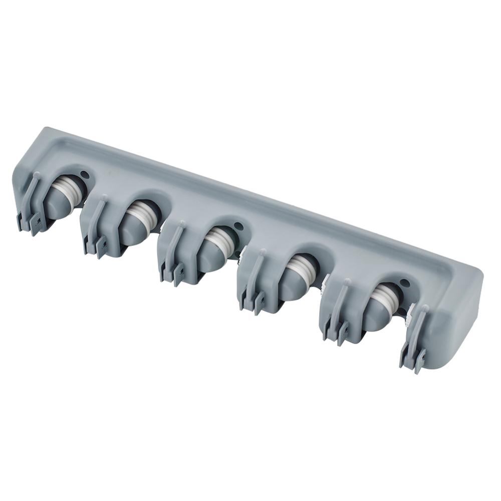 Kitchen Organizer Mop Holder Storage Rack, 3-5 Position Wall Mounted Shelf, for Broom Mops Hanger, ABS Home Organizer