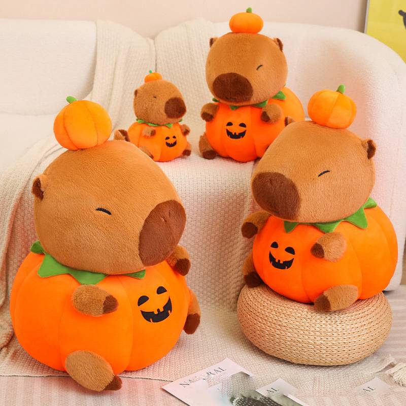 Plush Capybara Pumpkin Toy Cartoon Halloween Funny Pillow Decoration Supplies