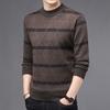 Men S Round Neck Pullover Sweater Color Block Thick Warm Casual Middle Aged