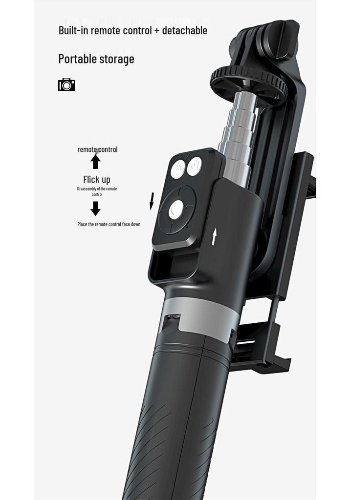 2025 Portable Bluetooth Selfie Stick with Adjustable Phone Holder and Floor Stand for Travel and Live Streaming