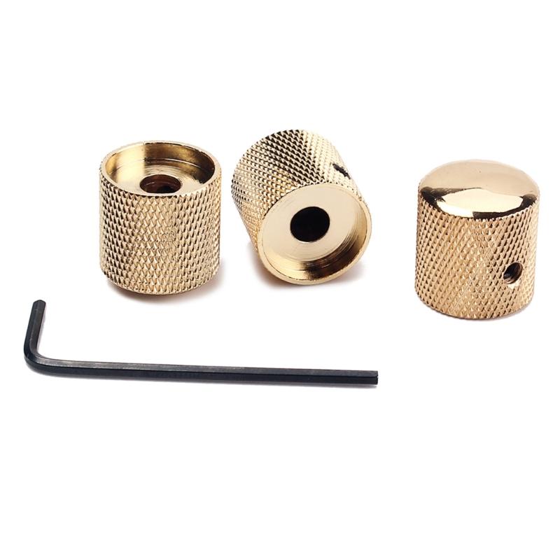 3 Pcs Electric Guitar Bass Effect Knob Volume Tone Control Knob Potentiometer Cap Metal Dome Knobs Replacement Parts
