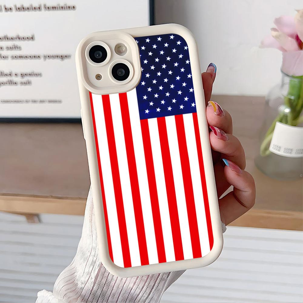 USA America Flag Thicken TPU Mobile Phone Case for iPhone 17 16 15 14 13 12 11 Air Pro Max Plus Colorful Cover