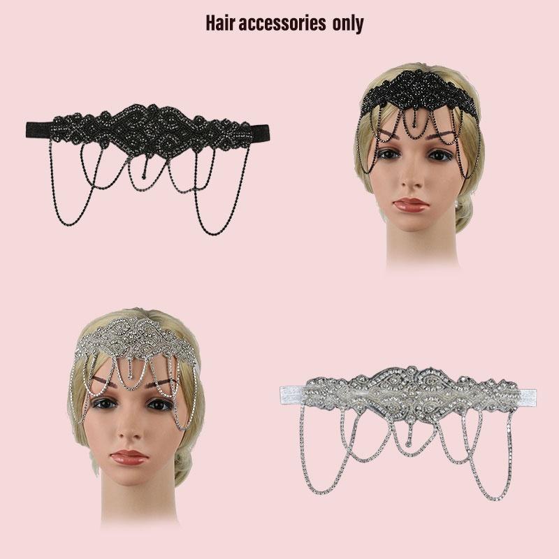 Gatsby Great The Flapper Headband Retro Rhinestone Tassel Bride Accessories Hair