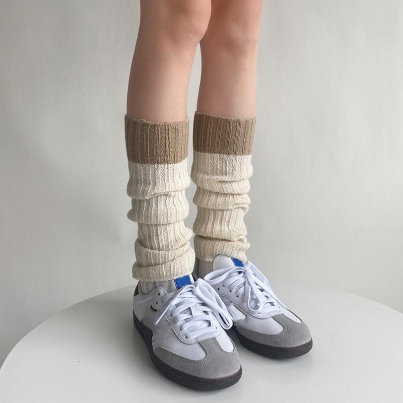 Campus Style Leg Warmers Gothic Knit Long Socks Leggings Gaiters Autumn Winter Cuffs Ankle Heaps Socks