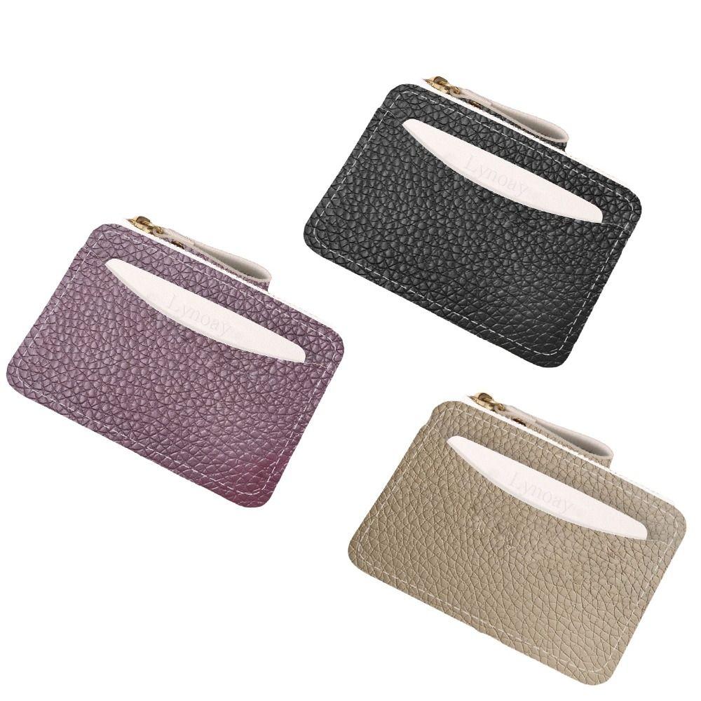 New PU Leather Credit Card Holder Water-resistant Multiple Card Slots Zipper Wallet Lightweight Slim Coin Purse for Women Girls