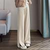 Plus Size Women's Fleece-Lined Wool Blend Split Wide-Leg Pants