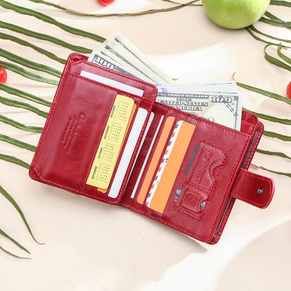 CONTACT'S Genuine Leather Wallet For Women Card Holders Money Clip Coin Purse Women's Wallet