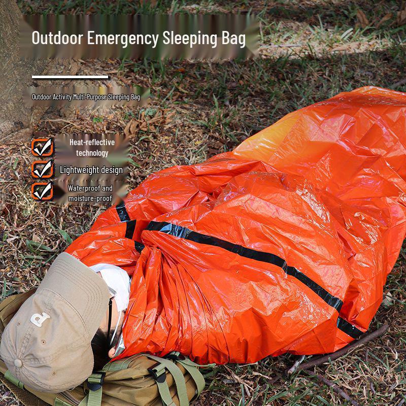 Orange Outdoor Portable Emergency Windproof & Rainproof First Aid Sleeping Bag for Professional Mountaineering
