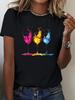 Wein Gläser Druck Rundhals T-Shirt Lässiges Kurzarm Oberteil für Frühling Sommer Damenbekleidung Ästhetische Kleidung