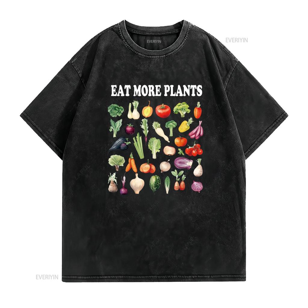 Eat More Plants Vegetables Botanical Gardening Retro T Shirt vintage Washed Comfortable designer clothes graphic Soft