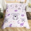 Cute Cartoon Koala Duvet Cover Set Botanical Blossom Floral Comforter Cover Kawaii Wild Animal Koala Bedding Set Twin Queen Size