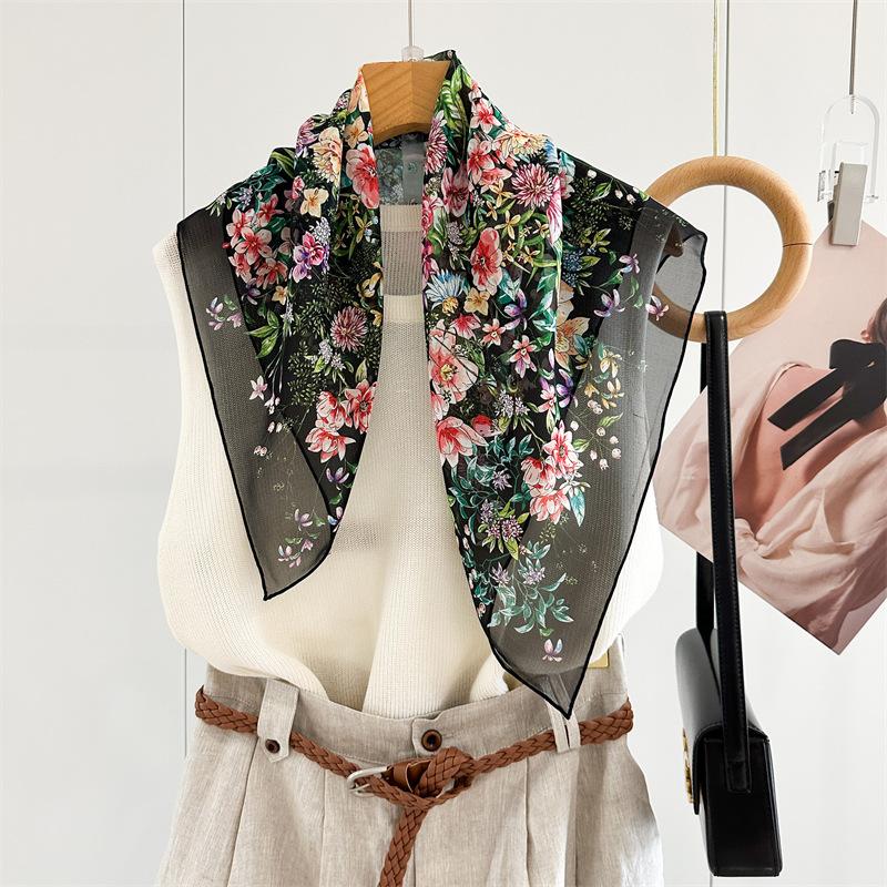111 mulberry silk georgette 61 square scarf collection spring and autumn women's gift retro high-end silk scarf scarf