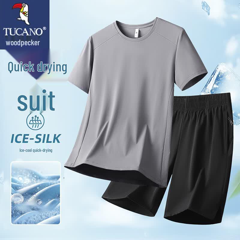 TUCANO Men s Summer Seamless Casual Sport Two-Piece Set 7XL