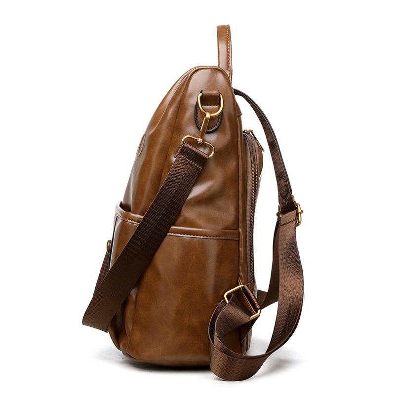 Soft Leather Letter Backpack Women's College Style Backpack Large Capacity Travel Bag