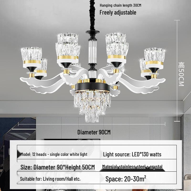 Chinese Style Luminous Crystal Chandelier: Modern Luxury Lighting for Living Rooms and Halls