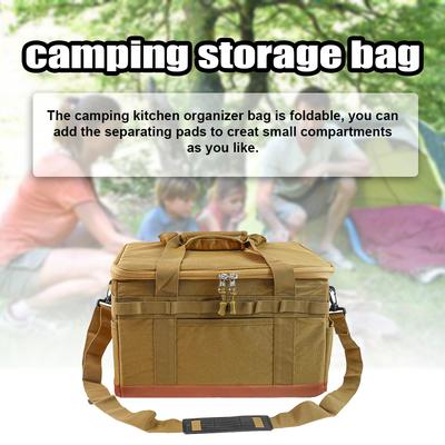 Tragbare große Campingtasche mit Reißverschluss, Anti-Crash-Herd, Kochgeschirr, Tragetasche, multifunktional, langlebig