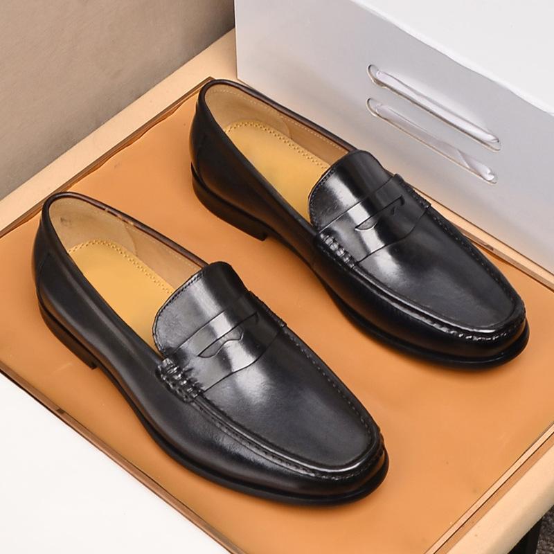 Fashion Luxury Men Penny Loafers Genuine Leather Slip On Black Casual Business Dress Shoes Mens Wedding Party Office Fashion Shoes