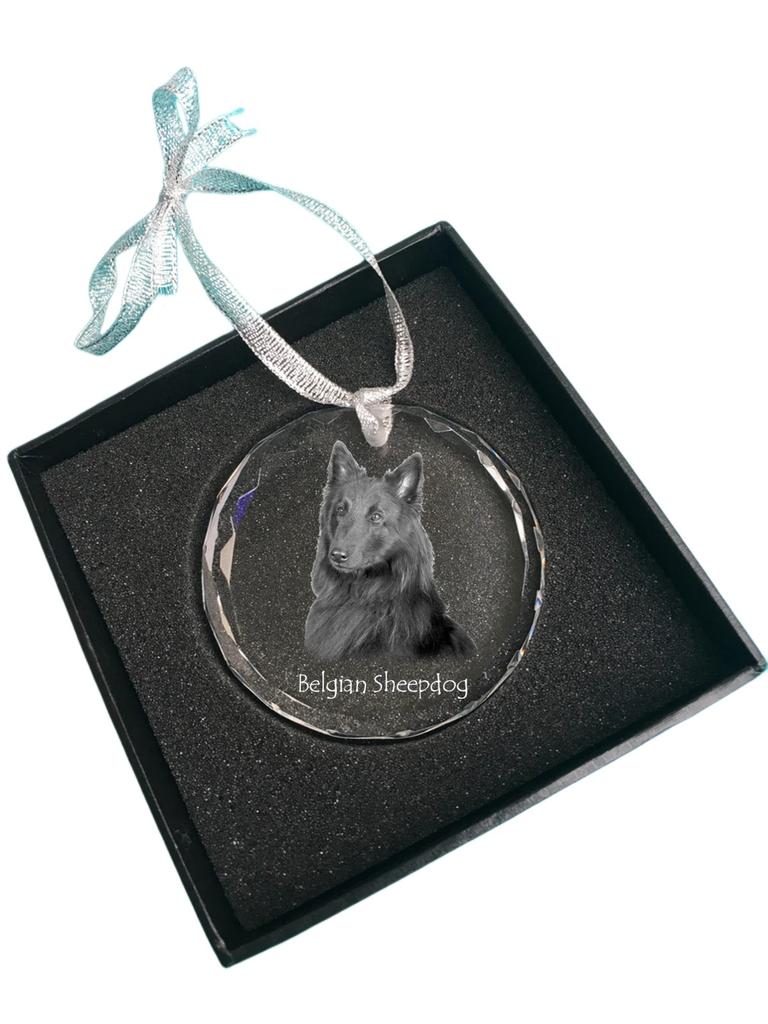 Tervueren Belgian Shepherd Dog - crystal bauble with a photo, dog photo in crystal, personalized Christmas tree ornament by Art-Dog brand