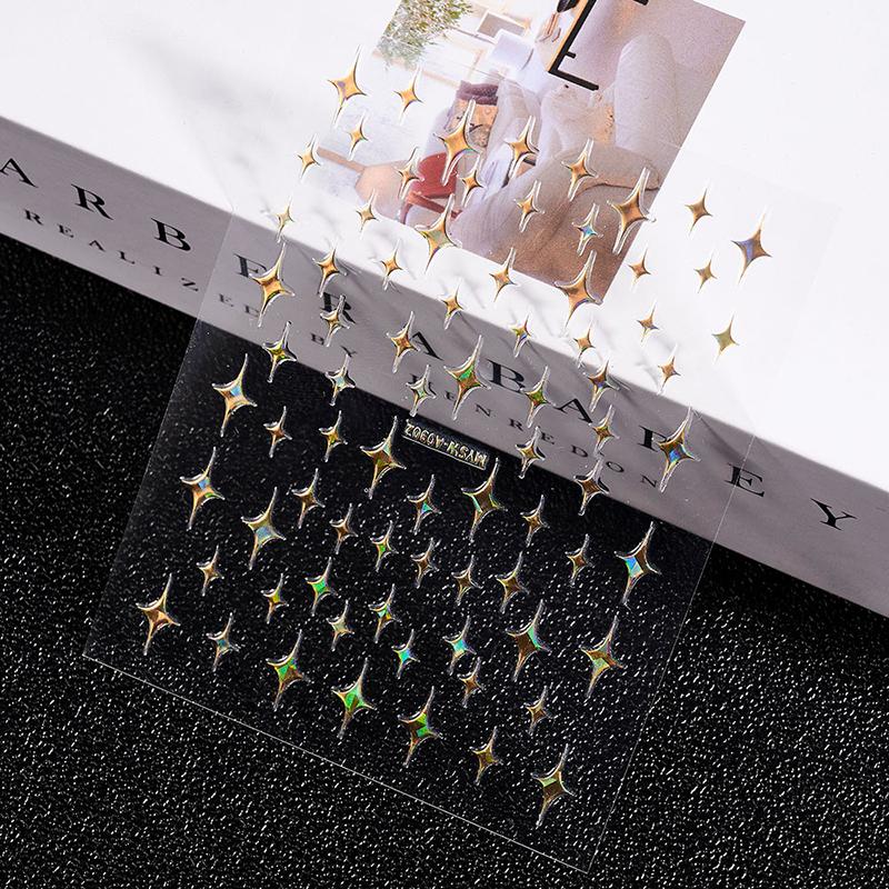 9Pcs/Set 3D Colourful Star Nail Art Sticker Geometry Star Sticker Diy Transfer Decal Designs Nail Accessories