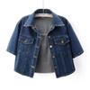 Modische vielseitige kurzärmelige Jeansjacke für Damen lockere koreanische Version Oberteil kleiner Schal Cardigan für Oberbekleidung