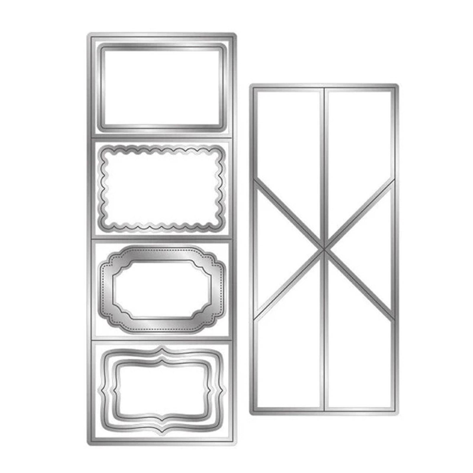 DIY Metal Cutting Dies Set for Card Making and Scrapbooking with Various Frame and Geometric Shapes Compatible with Most Die Cutting Machines белый