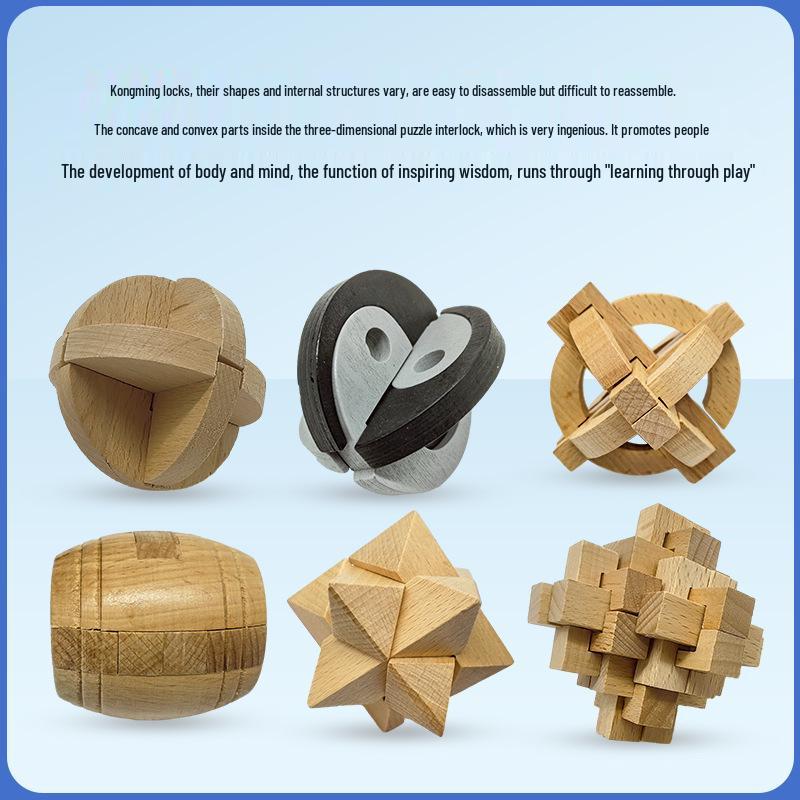 Kongming & Luban Interlocking Puzzle Set: Educational Toys for 7+ Year Olds, Enhancing Intelligence and Relaxation with Nine Building Blocks.