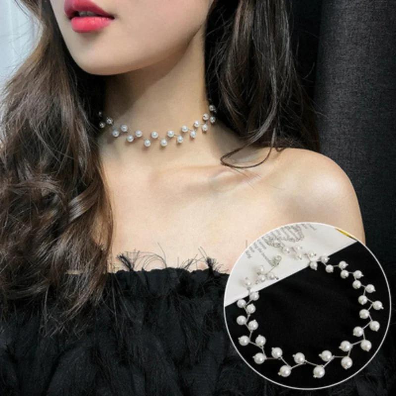Fashion Simulation Pearl Clavicle Chain Short Sweet Lady Necklace for Women Pendant Birthday Creative Gifts Accessories