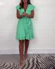 2025 Women's Summer V-Neck Waist-Cinching Ruffle Dress - Solid Color