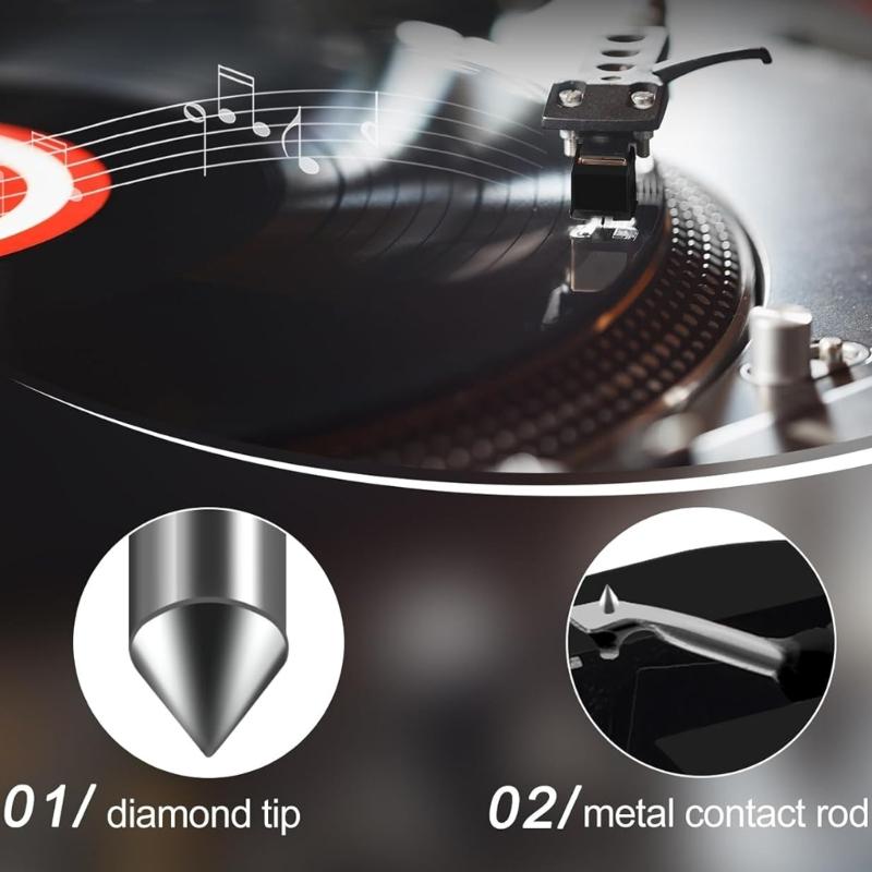 Diamonds Tip Record Player Needle with Brush Phonograph Part Replacement Needle Plastic Texture for Record Players