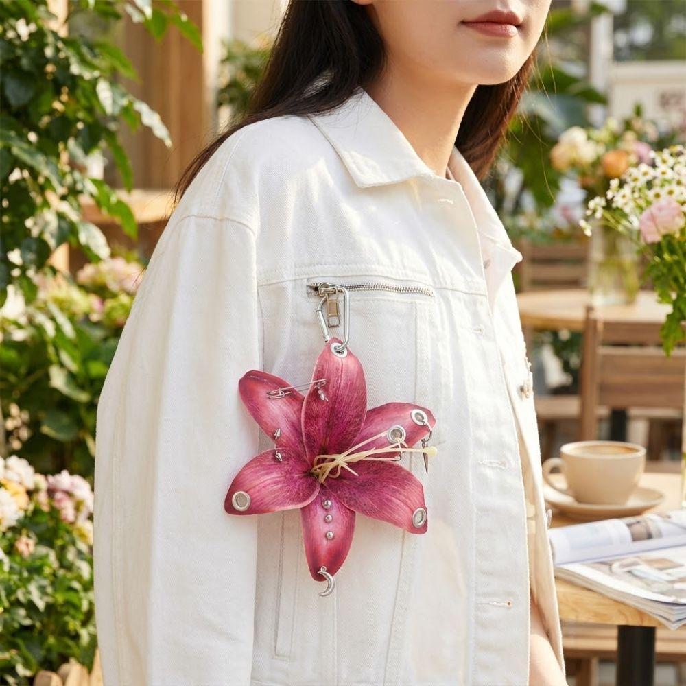 Backpack Decoration Orchid Lily Keychain Simulation Flower Backpack Hangings Decor Gifts