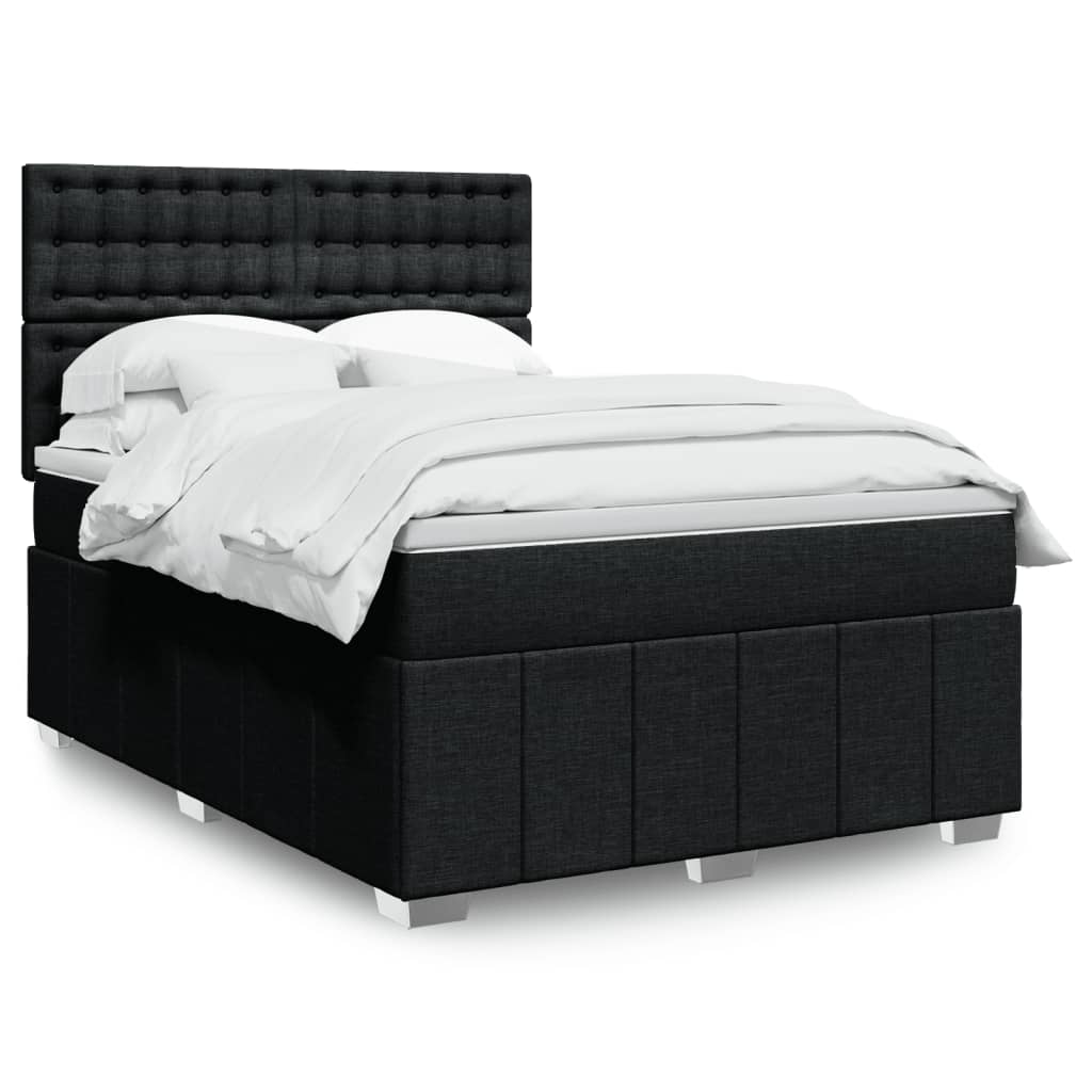 Vidaxl Kontinentalbett Mit Matratze, Schwarz, Stoff, 140X190 Cm
