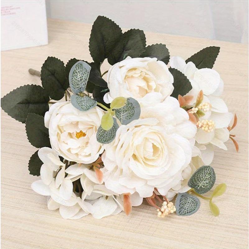 

1pc Autumn Peony Artificial Silk Flowers Hydrangea Pink Living Room House Vase Garden Wedding Bouquet Bride Diy Party Decoration білий