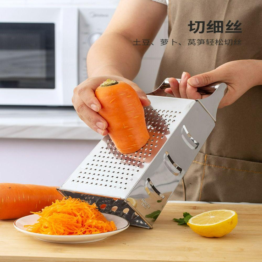 4 in 1 Edelstahlreibe Kochutensilien Knoblauch Ingwer Hobel Vierseitige Reiben Gemüse