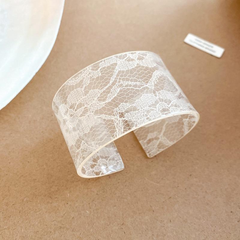 Süßes Mädchen~ Transparenter Spitzebedruckter Acryl Offener Armreif Süßes und Cooles Design Armband Damen Mode Schmuck