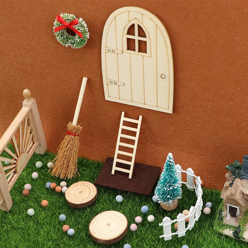 Christmas Girl Fairy Doors Christmas Santa Miniatures Furniture Wooden Gnome Accessories Decoration For Holiday Family Wall