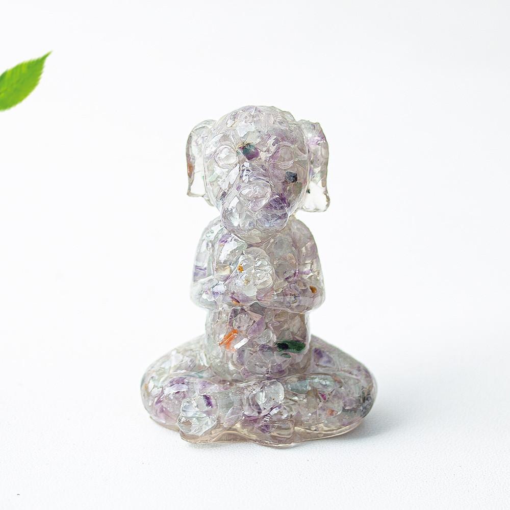 Zen Sitting Dog Resin Art Desk Decor Handmade Crystals For Meditation Gift
